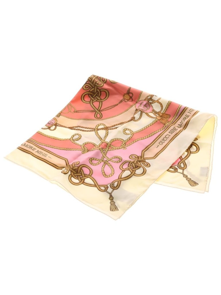 Gucci Optical Silk Scarf Bandana Pink White